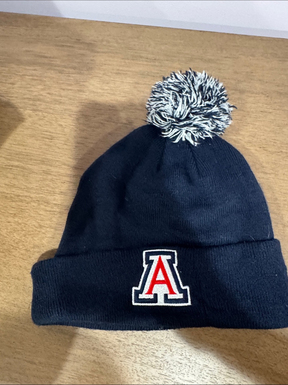 University of Arizona womens Navy Pom Beanie with 'A' Logo